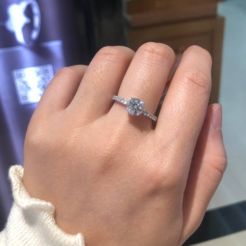 豪华太阳花Women's RingS925银镀白金定制选款主石Moissanite2.0ct/副石高碳钻